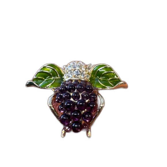 Joan Rivers Grape Bunch bee brooch - Picture 2 of 4